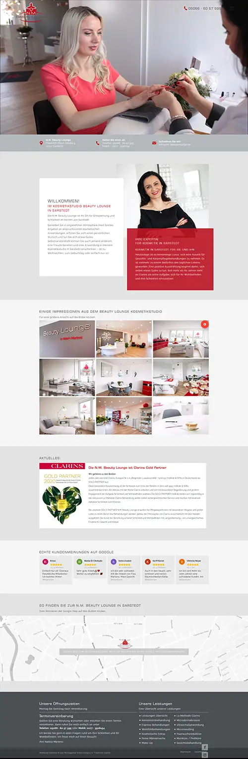 Neugestaltung der Firmenwebsite für N.M. Beauty Lounge Natela Martens in Sarstedt bei Hildesheim